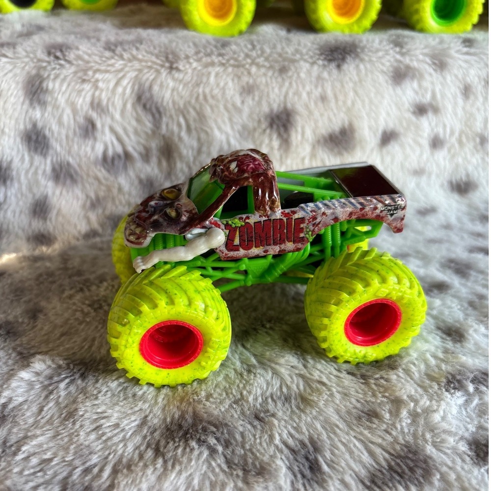 Monster Jam Zombie Monster Truck 1:64 Scale Die-Cast Toy Green Neon Tires